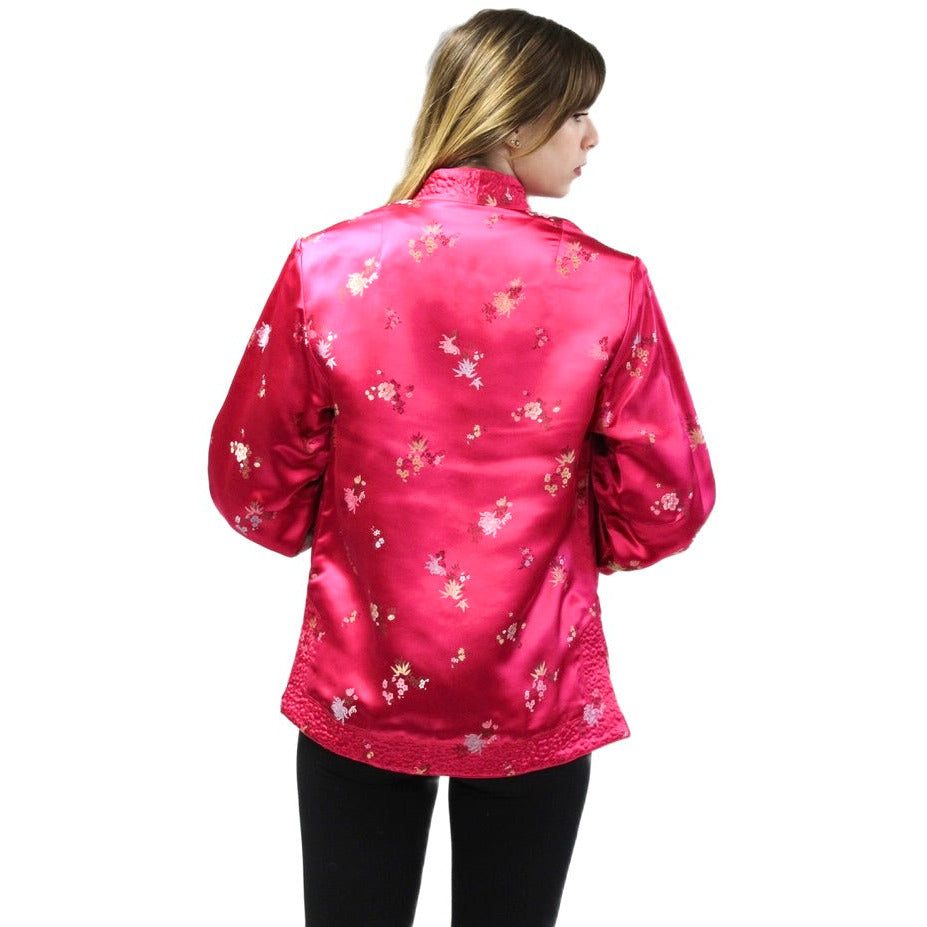 Vintage Pink/Yellow Satin Reversible Damask Jacket 1950s S/M Japan coat The Best Vintage Clothing