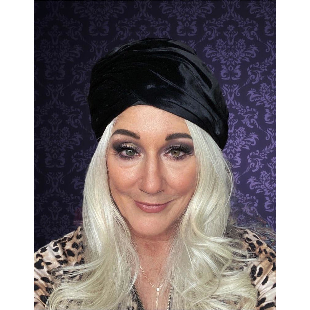 Vtg Christian Dior Black Silk Velvet Turban Hat 1950s M/L Hats The Best Vintage Clothing