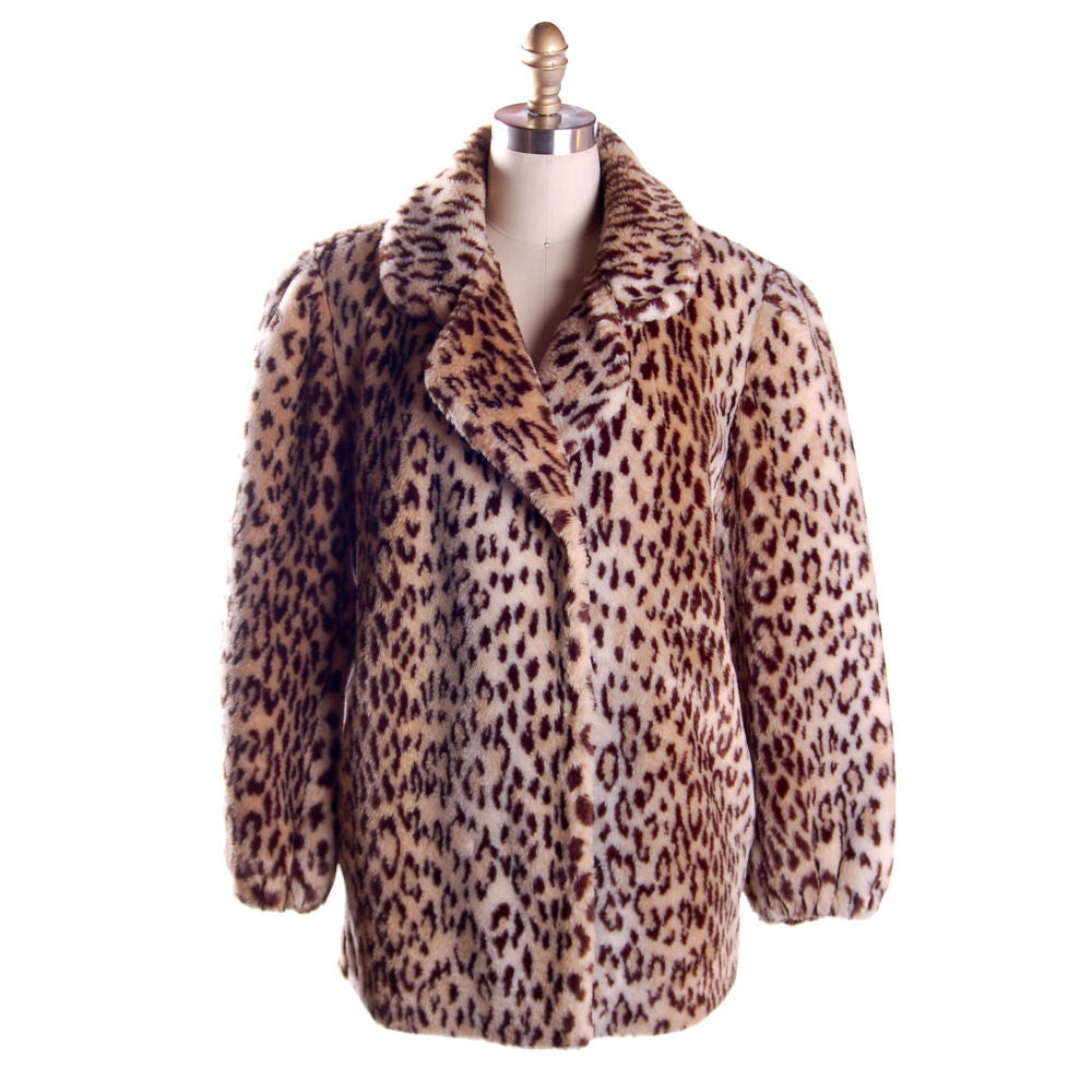 Vintage Faux Leopard Print Plush Short Coat 1980S Cart2cart The Best Vintage Clothing