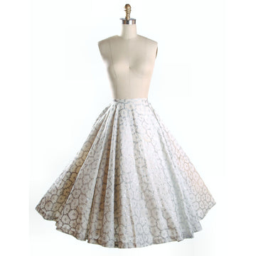Vintage Circle Skirt Silver Metallic Mum Print 1950S 28" Waist - The Best Vintage Clothing
 - 1