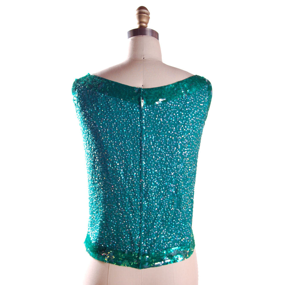 Vintage Blouse Silk Green Sequin Shell Royal Lynne 1950S On Sale,Women's The Best Vintage Clothing