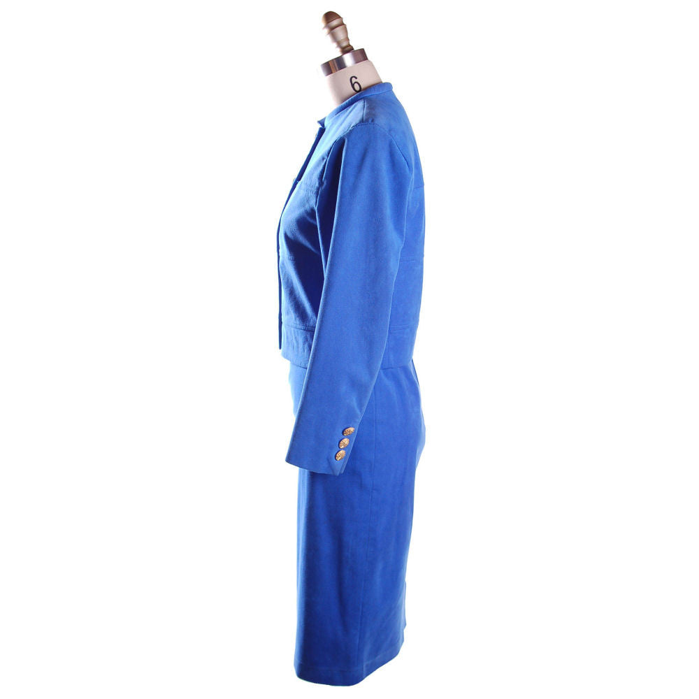 Vintage Royal Blue Ultra Suede Suit Count Romi 1980S Small Cart2cart Count Romi
