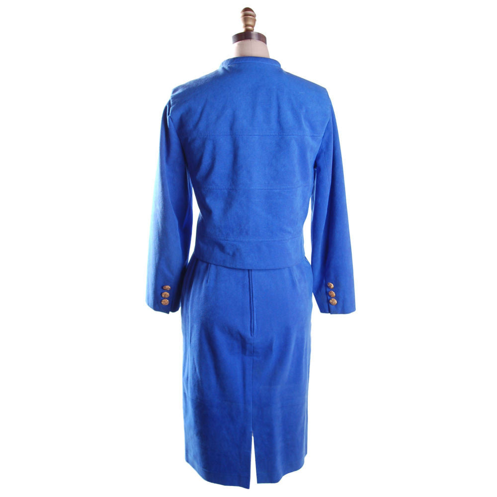 Vintage Royal Blue Ultra Suede Suit Count Romi 1980S Small Cart2cart Count Romi