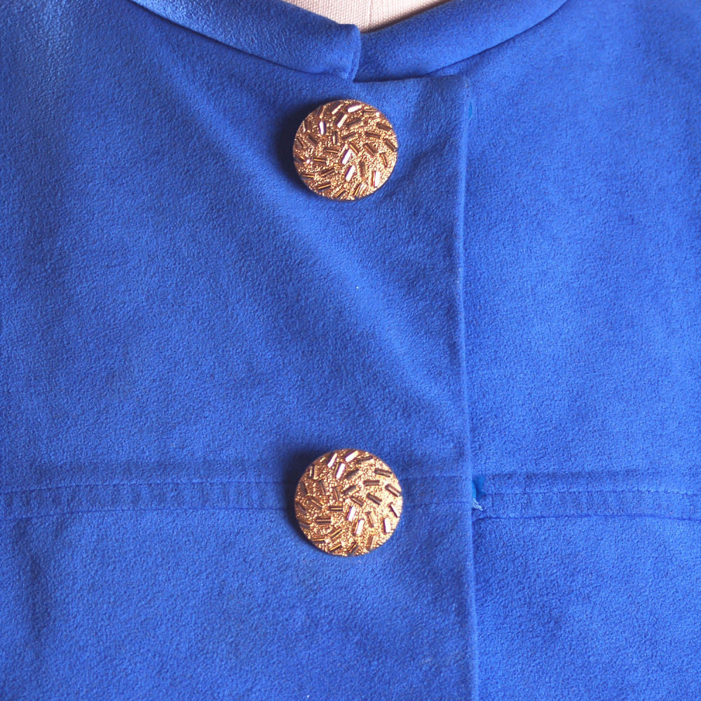 Vintage Royal Blue Ultra Suede Suit Count Romi 1980S Small Cart2cart Count Romi