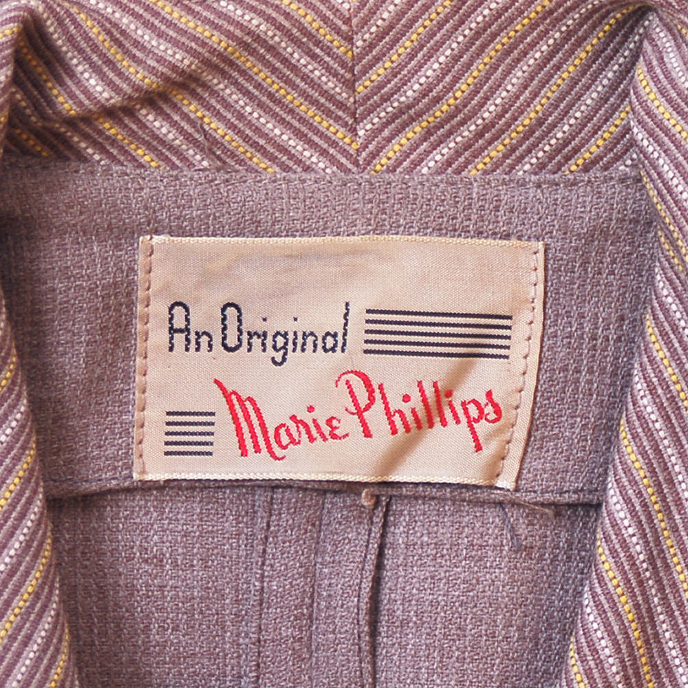 Vintage Mocha Wool 2-Tone Suit 1940S Marie Phillips 34-24-Free Cart2cart Marie Phillips