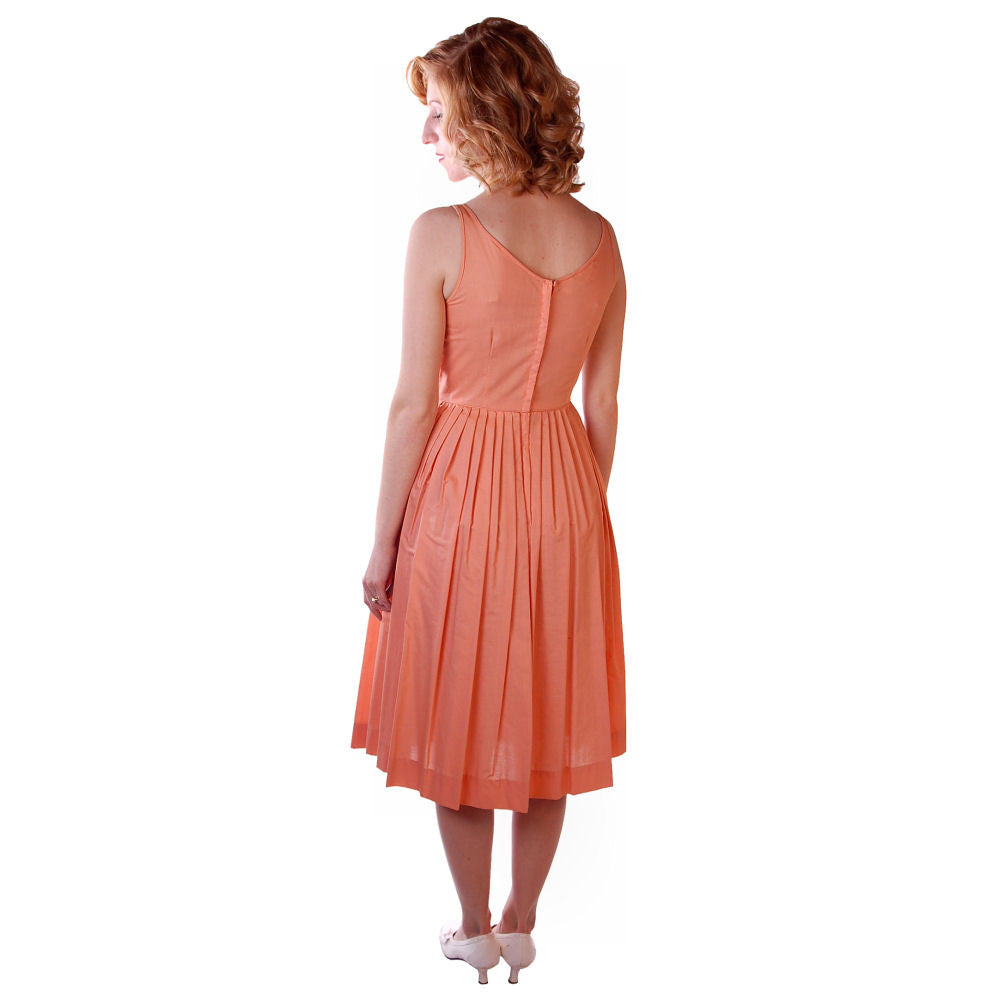 Vintage Peach Cotton Day Dress NWOT 1950S 32-26-Free Peggy Paige Cart2cart Peggy Paige