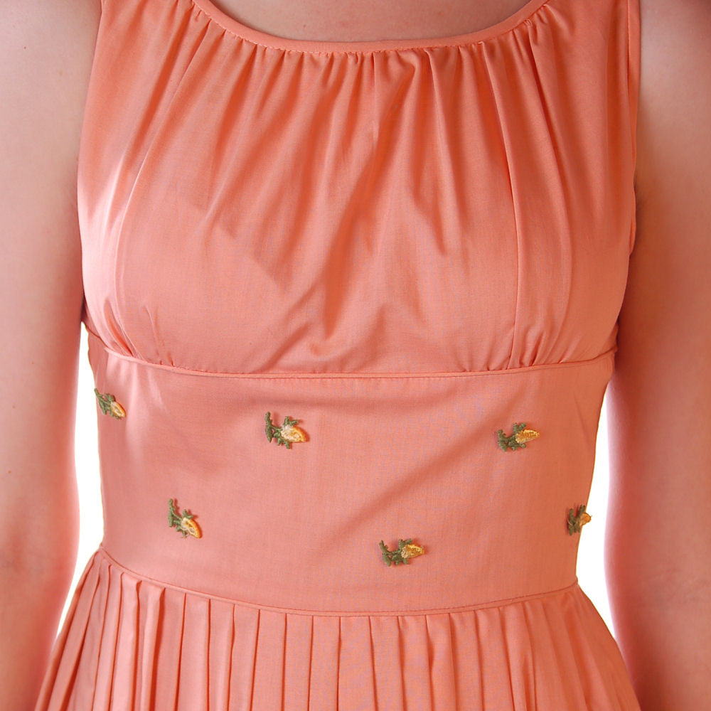 Vintage Peach Cotton Day Dress NWOT 1950S 32-26-Free Peggy Paige Cart2cart Peggy Paige