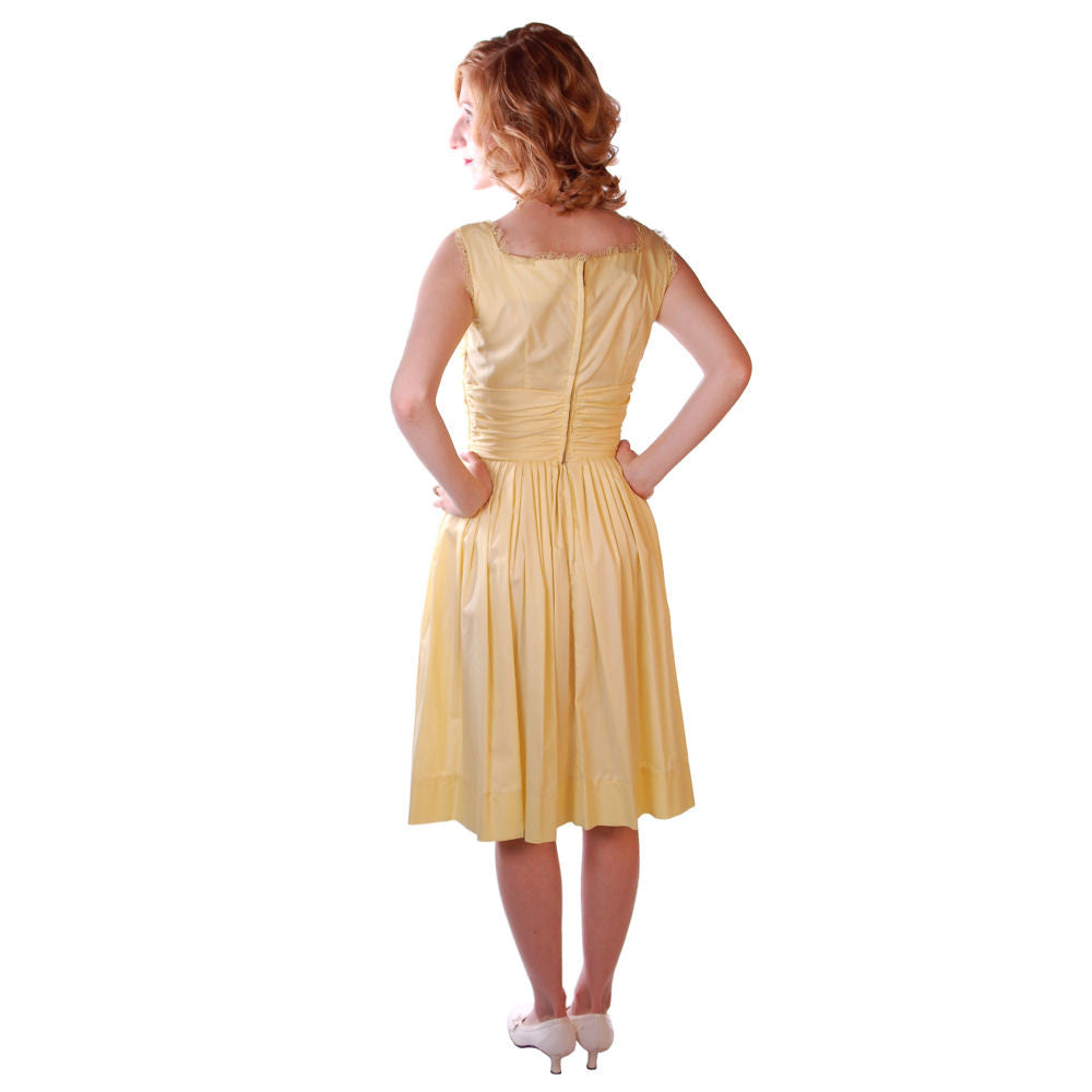 Vintage Yellow Cotton Day Dress NWOT 1950S 32-24-Free Wendy Woods Women's Wendy Woods
