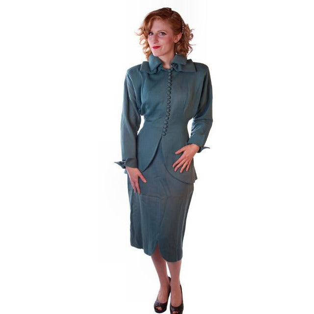 Vintage Ladies Gabardine  Suit  Lilli Ann Wool Suit Fantastic 1940S NOS Small - The Best Vintage Clothing
 - 1