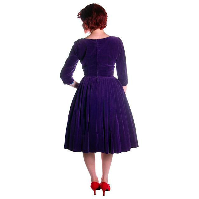 Vintage Dress Full Skirt Grape Purple Velvet 1950's 37-26-Free Women's The Best Vintage Clothing