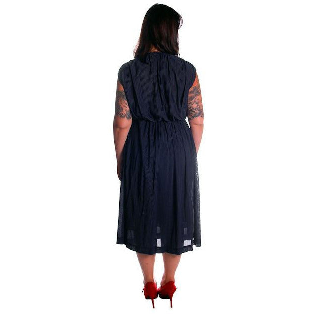 Vintage Henry Rosenfeld Blue Crystal Pleated Nylon Dress 1950s 40-28-Free Cart2cart The Best Vintage Clothing