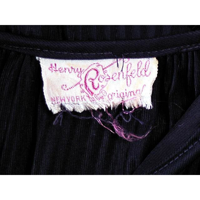 Vintage Henry Rosenfeld Blue Crystal Pleated Nylon Dress 1950s 40-28-Free Cart2cart The Best Vintage Clothing