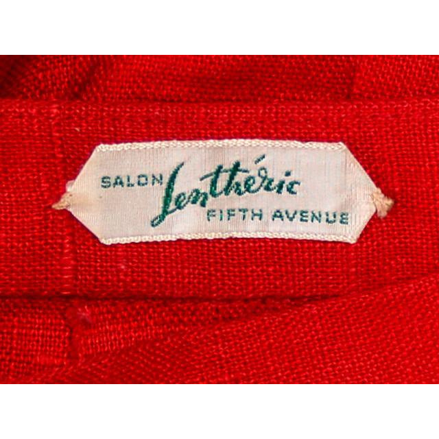 Vintage Red Linen Skirt & Print Blouse Salon Lentheric 1950s 25" Waist Cart2cart Lentheric