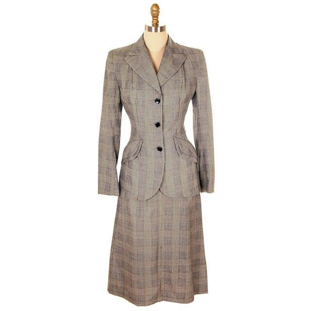 Vintage Suit Plaid Wool Pencil Skirt 1940s New w/Tags Womens Women's,New Arrivals The Best Vintage Clothing