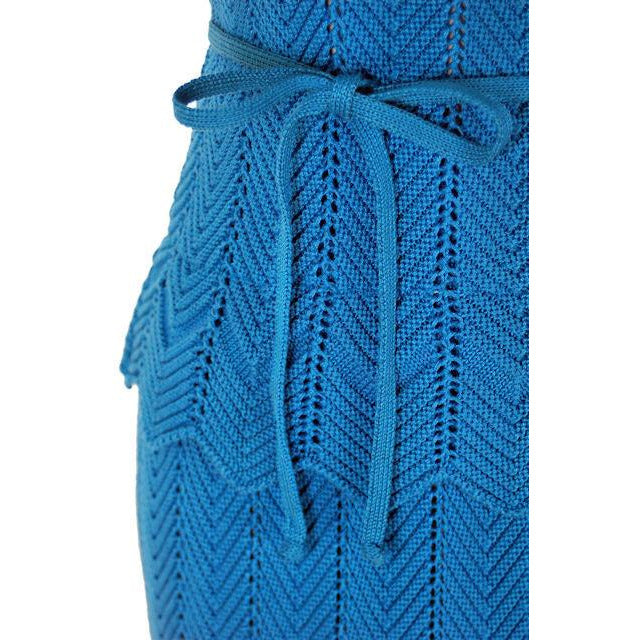 Vintage Ladies Blue Chevron Knit Sweater Suit Oscar De La Renta 1970s Small Women's,New Arrivals Oscar De La Renta