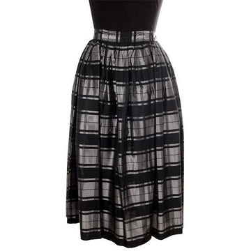 Vintage Skirt Black & Silver Metallic  Plaid Full 1940s Medium - The Best Vintage Clothing
 - 1