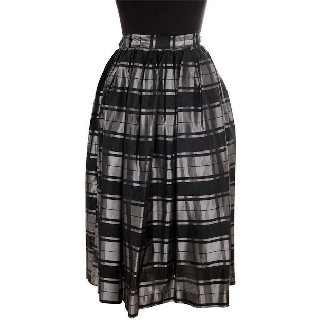 Vintage Skirt Black & Silver Metallic Plaid Full 1940s Medium Women's,New Arrivals The Best Vintage Clothing