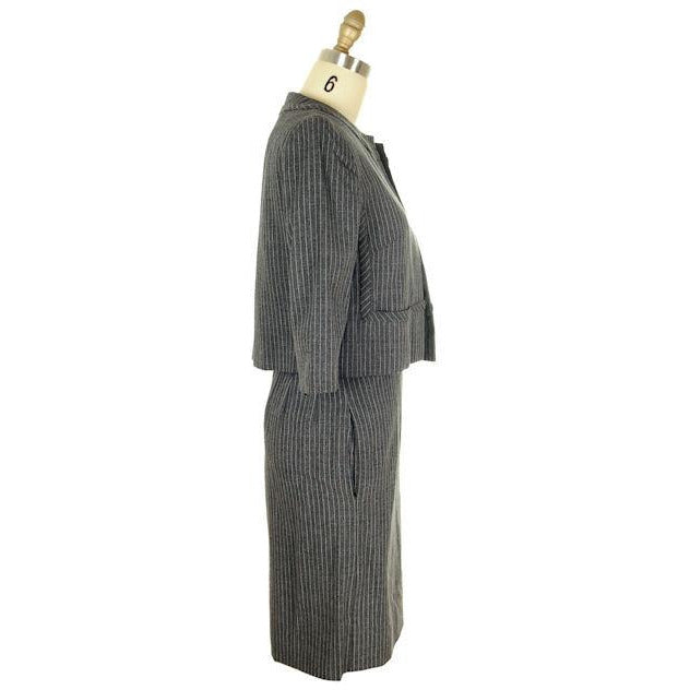 Vintage Ladies Suit Charcoal Gray Pinstripe Harvey Berin 1950s Small Women's,New Arrivals Harvey Berin