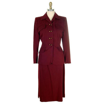 Vintage Ladies Suit Cranberry Wool Gab Super 1940s Small Women's,New Arrivals The Best Vintage Clothing