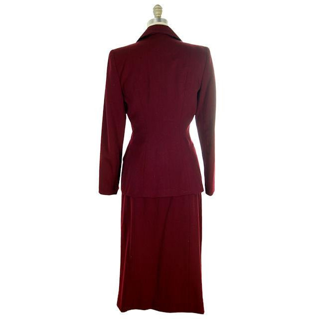 Vintage Ladies Suit Cranberry Wool Gab Super 1940s Small Women's,New Arrivals The Best Vintage Clothing