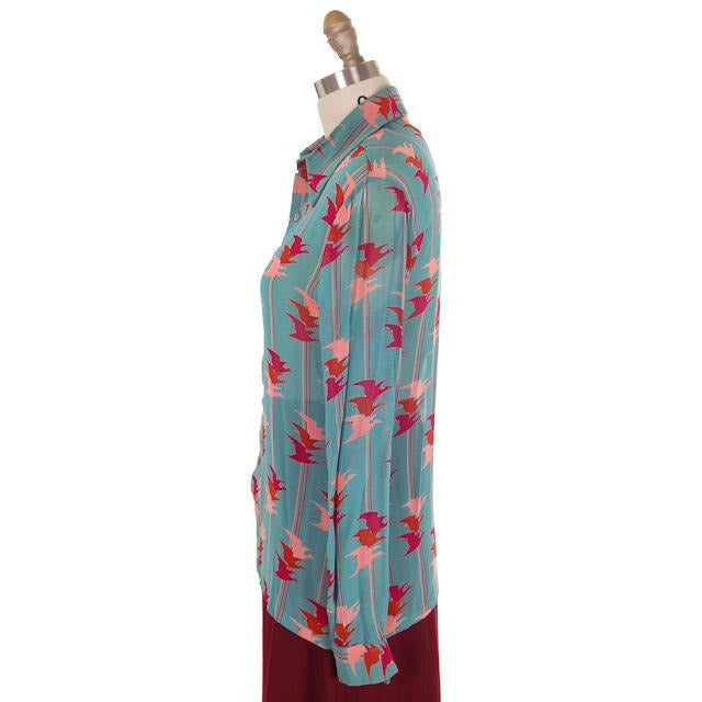 Vintage Womens Blouse Givenchy Flying Birds Print Small 1970s Women's,New Arrivals Givenchy