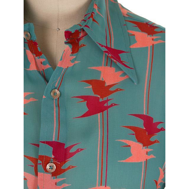 Vintage Womens Blouse Givenchy Flying Birds Print Small 1970s Women's,New Arrivals Givenchy