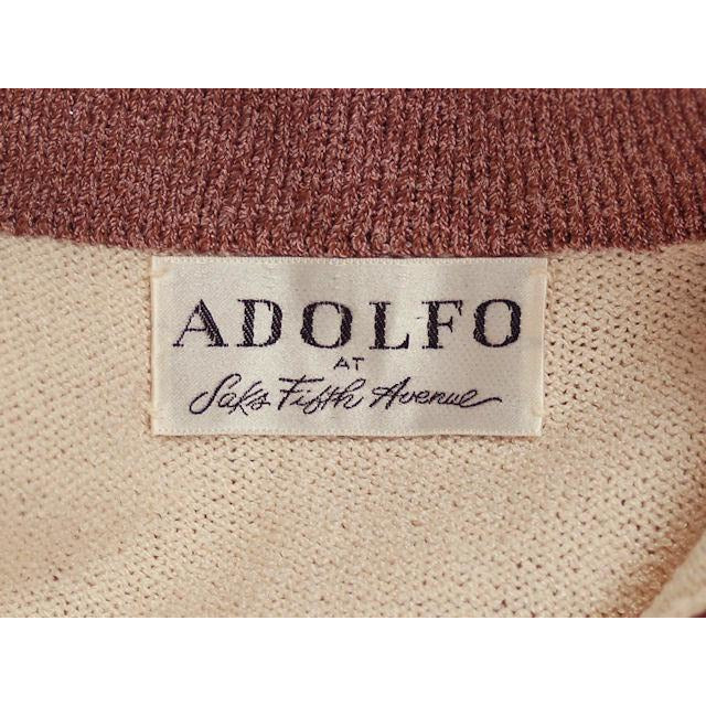 Vintage Adolfo Wool Knit Sweater Suit 1970s Small Mocha/Cream Women's,New Arrivals Adolfo