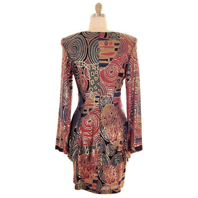 Vintage Ladies Suit Drippy Abstract Metallic Knit Caché 1980s Med Women's,New Arrivals Caché