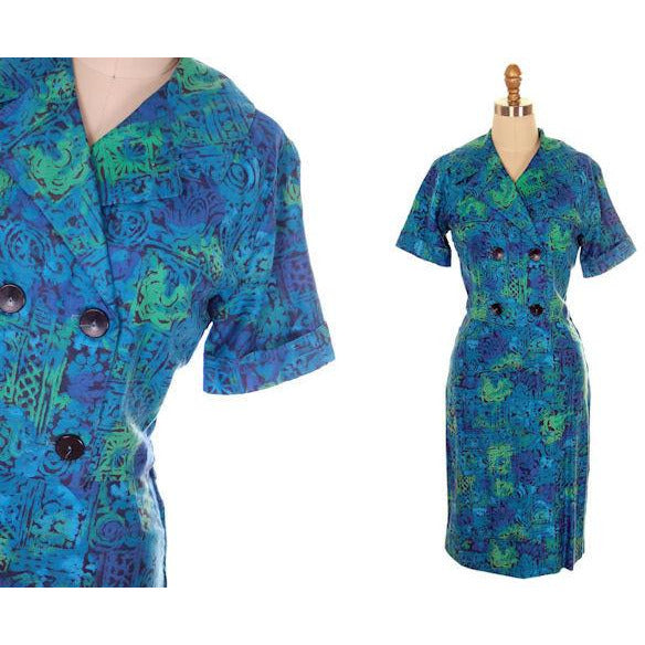 Vintage Summer Ladies Suit Blue Cotton Print 1950s Small Women's,New Arrivals The Best Vintage Clothing