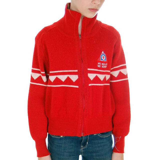 Vintage Red/ Wiite Wool Ski Sweater 1970s Ski School Small - The Best Vintage Clothing
 - 1