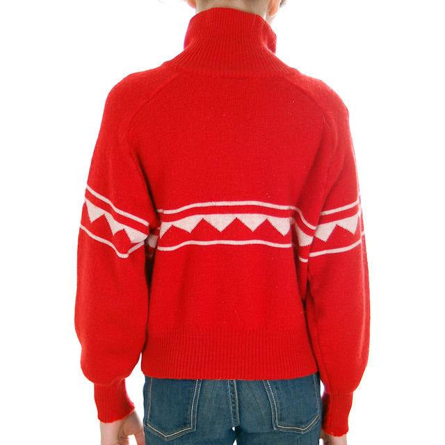 Vintage Red/ Wiite Wool Ski Sweater 1970s Ski School Small Women's,New Arrivals,On Sale The Best Vintage Clothing
