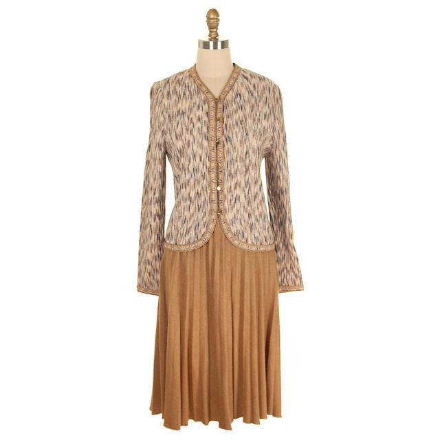 Vintage Ladies Tweed Knit Sweater Suit Oscar De La Renta 1970s Small Women's,New Arrivals Adolfo