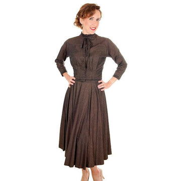 Vintage Ladies Wasp Waist Suit Late 1940s Circle Skirt Tobacco Brown36-23-Free - The Best Vintage Clothing
 - 1