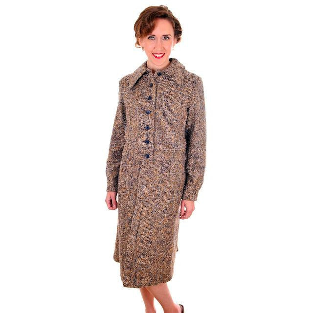 Vintage Mohair Skirt Suit Charcoal/ Gold Tweed Couture Belgium 1970s Womens Medium Women's,New Arrivals The Best Vintage Clothing
