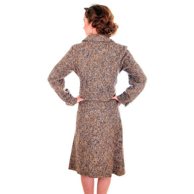 Vintage Mohair Skirt Suit Charcoal/ Gold Tweed Couture Belgium 1970s Womens Medium Women's,New Arrivals The Best Vintage Clothing