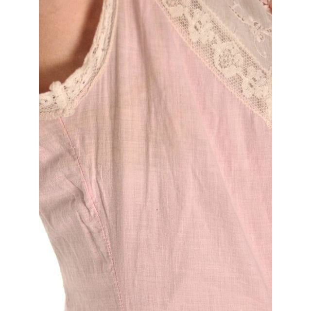 Antique Vintage Pink Polished Cotton Chemise Full Length Xsmall Pretty Princess Women's,New Arrivals The Best Vintage Clothing