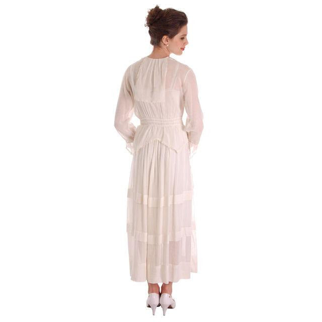 Vintage White Cotton Dress Titanic Era 1912-1914 36-27-Free Women's,New Arrivals The Best Vintage Clothing