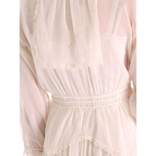 Vintage White Cotton Dress Titanic Era 1912-1914 36-27-Free Women's,New Arrivals The Best Vintage Clothing