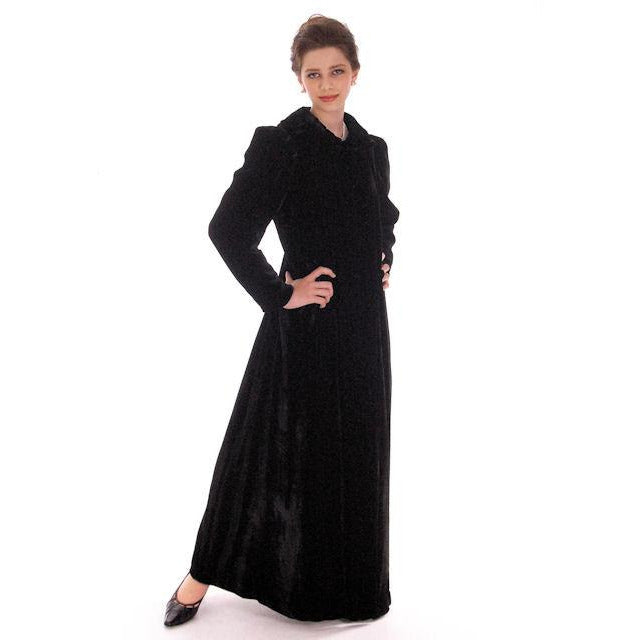 Vintage Black Silk Velvet Evening Coat 1930s  Full Length 38 bust - The Best Vintage Clothing
 - 1