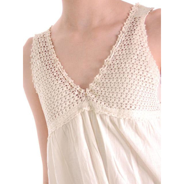 Antique Vintage Night Dress White Cotton/Crocheted Lace Yoke Perfect 38 Bust #2 Women's,New Arrivals The Best Vintage Clothing