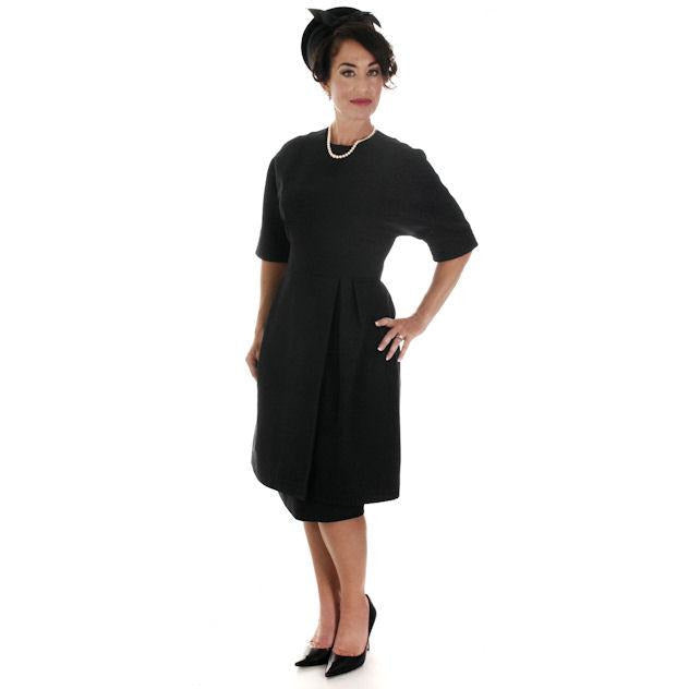 Teal Traina 1950s VTG Couture Dress Designer 50s Cocktail Little Black Dress S Women's,New Arrivals The Best Vintage Clothing