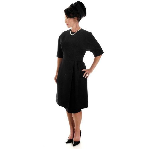 Teal Traina 1950s VTG Couture Dress Designer 50s Cocktail Little Black Dress S Women's,New Arrivals The Best Vintage Clothing