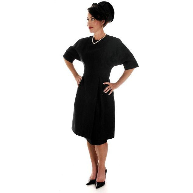 Teal Traina 1950s VTG Couture Dress Designer 50s Cocktail Little Black Dress S Women's,New Arrivals The Best Vintage Clothing