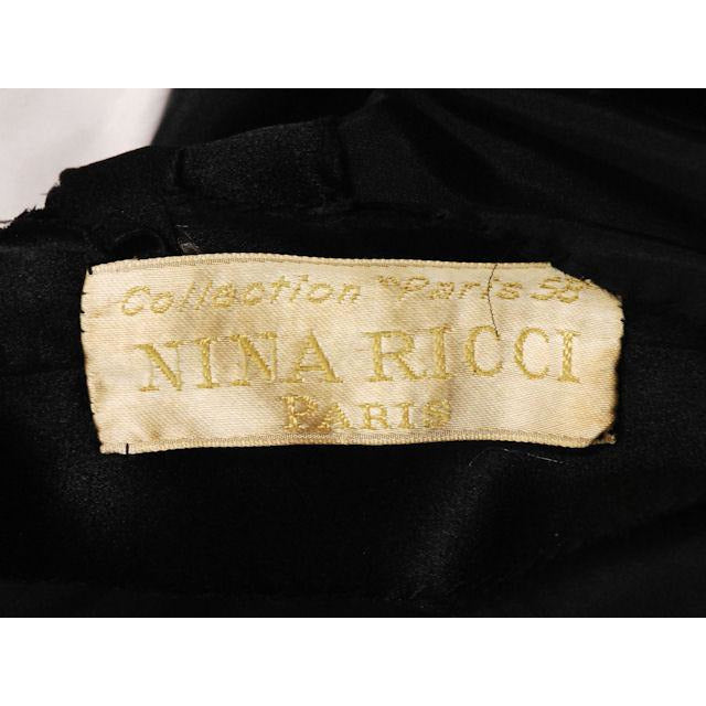 Vintage Black Silk Satin Cocktail Dress Sack Style Nina Ricci Couture Paris 1958 M Women's,New Arrivals The Best Vintage Clothing