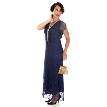 Vintage Bright Blue Spider Web Lace Bias Cut Gown 1930s 38-36-46 - The Best Vintage Clothing
 - 1