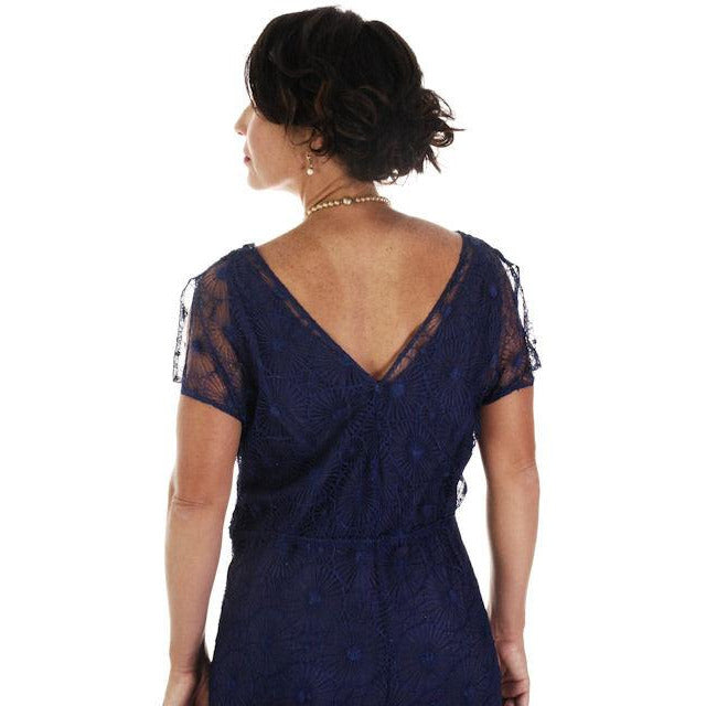 Vintage ART Deco Bright Blue Spider Web Lace Bias Cut Gown 1930s 38-36-46 Women's,New Arrivals The Best Vintage Clothing