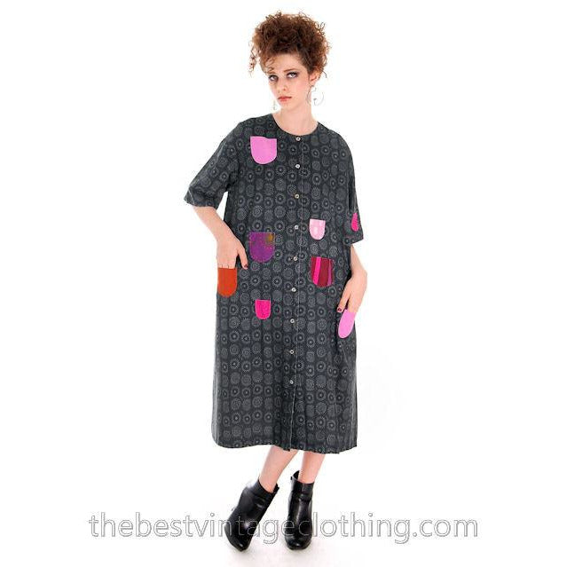 VTG 80s Marimekko Vuokko Nurmesniemi Takki Cotton Tent Dress Sz 38/10 44 Bust marimekko marimekko