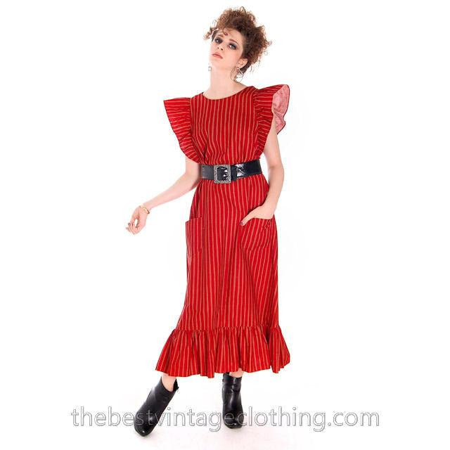 Vintage Marimekko Piccolo Dress Red Orange Striped Cotton Jumper Tent Dress 1960s M L 42/14 marimekko marimekko