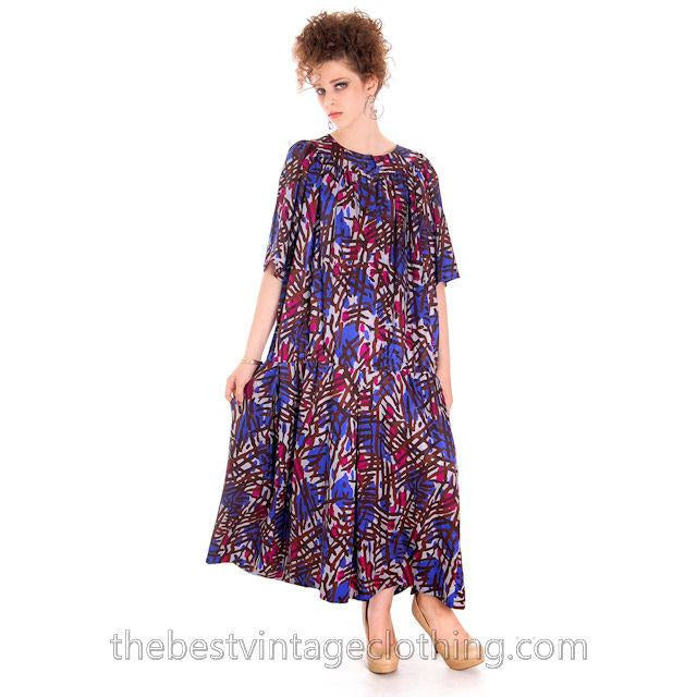 Vintage Yves St Laurent Riva Gauche Silk Dress Purple Abstract L Women's,New Arrivals Yves St. Laurent