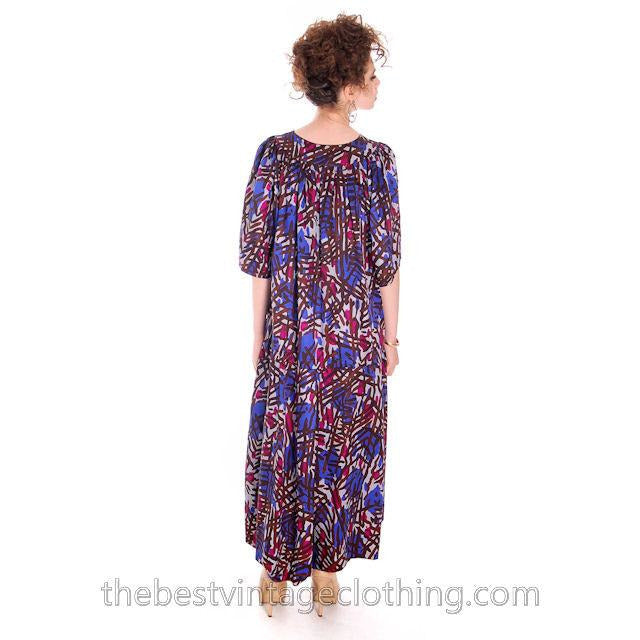 Vintage Yves St Laurent Riva Gauche Silk Dress Purple Abstract L Women's,New Arrivals Yves St. Laurent